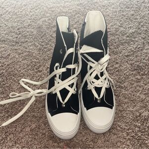 Black and White High-Top Sneakers